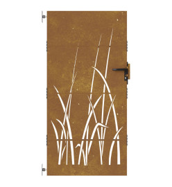 Portail de jardin 85x175 cm acier corten conception d'herbe