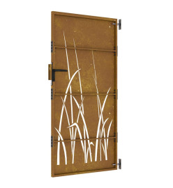 Portail de jardin 85x175 cm acier corten conception d'herbe