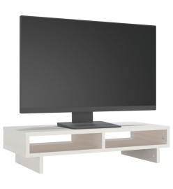 Support de moniteur Blanc 60x27x14 cm Bois de pin solide