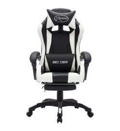 Fauteuil de jeux vidéo avec LED RVB Blanc et noir Similicuir