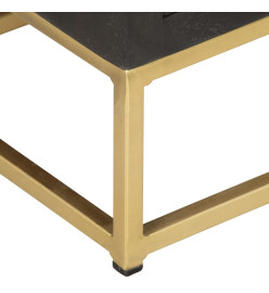 Armoire à tiroirs Noir et doré 45x30x105 cm Bois de manguier
