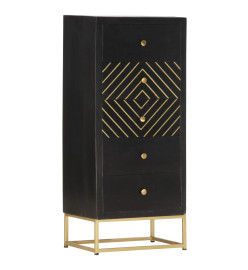 Armoire à tiroirs Noir et doré 45x30x105 cm Bois de manguier