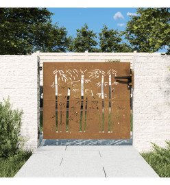 Portail de jardin 85x75 cm acier corten design de bambou