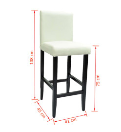 Tabourets de bar lot de 2 blanc similicuir