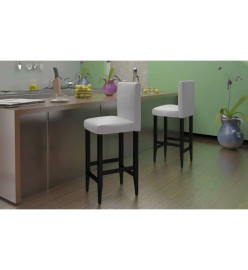 Tabourets de bar lot de 6 blanc similicuir