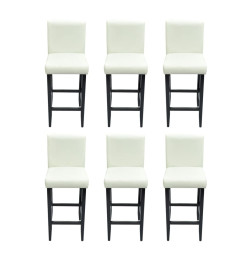 Tabourets de bar lot de 6 blanc similicuir