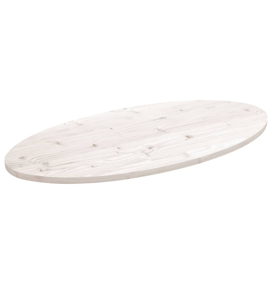 Dessus de table blanc 100x50x2,5 cm bois de pin massif ovale