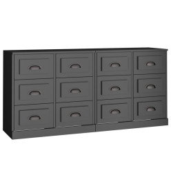 Buffets 2 pcs noir bois d'ingénierie