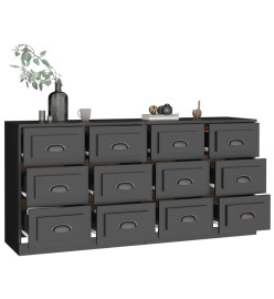 Buffets 2 pcs noir bois d'ingénierie
