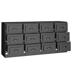 Buffets 2 pcs noir bois d'ingénierie