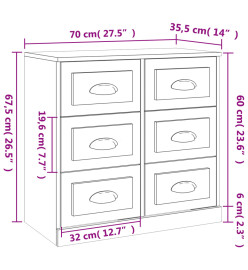 Buffets 2 pcs noir bois d'ingénierie