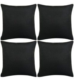 Housse de coussin 4 pcs Lin Noir 50 x 50 cm