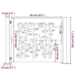 Portail de jardin 105x105 cm acier corten design de bambou