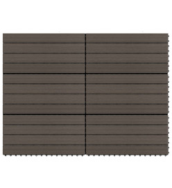 Carreaux de terrasse 6 pcs WPC 60x30 cm 1,08 m² Marron foncé