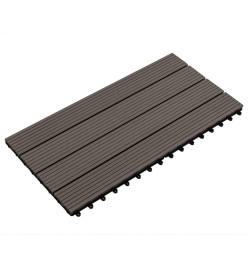 Carreaux de terrasse 6 pcs WPC 60x30 cm 1,08 m² Marron foncé