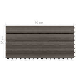 Carreaux de terrasse 6 pcs WPC 60x30 cm 1,08 m² Marron foncé