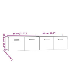 Armoires murales 2 pcs Blanc 80x35x36,5 cm Bois d'ingénierie