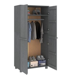 Garde-robe HAMAR Gris foncé 89x50x180 cm Bois massif de pin