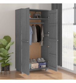 Garde-robe HAMAR Gris foncé 89x50x180 cm Bois massif de pin