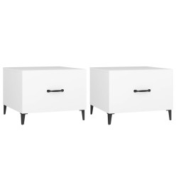 Tables basses avec pieds en métal 2 pcs Blanc 50x50x40 cm