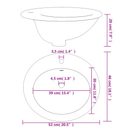 Évier de salle de bain blanc 52x46x20 cm ovale céramique