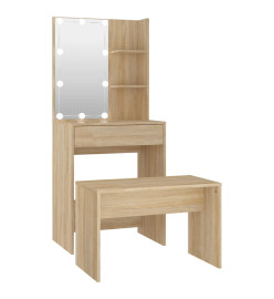 Ensemble de coiffeuse avec LED Chêne sonoma Bois d'ingénierie