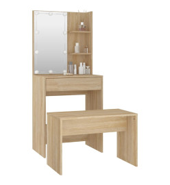 Ensemble de coiffeuse avec LED Chêne sonoma Bois d'ingénierie