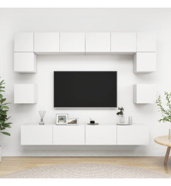 Ensemble de meuble TV 8 pcs Blanc Aggloméré