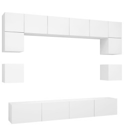 Ensemble de meuble TV 8 pcs Blanc Aggloméré