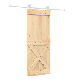 Porte coulissante et kit de quincaillerie 80x210 cm pin massif