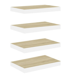 Étagères flottantes 4 pcs Chêne et blanc 40x23x3,8 cm MDF