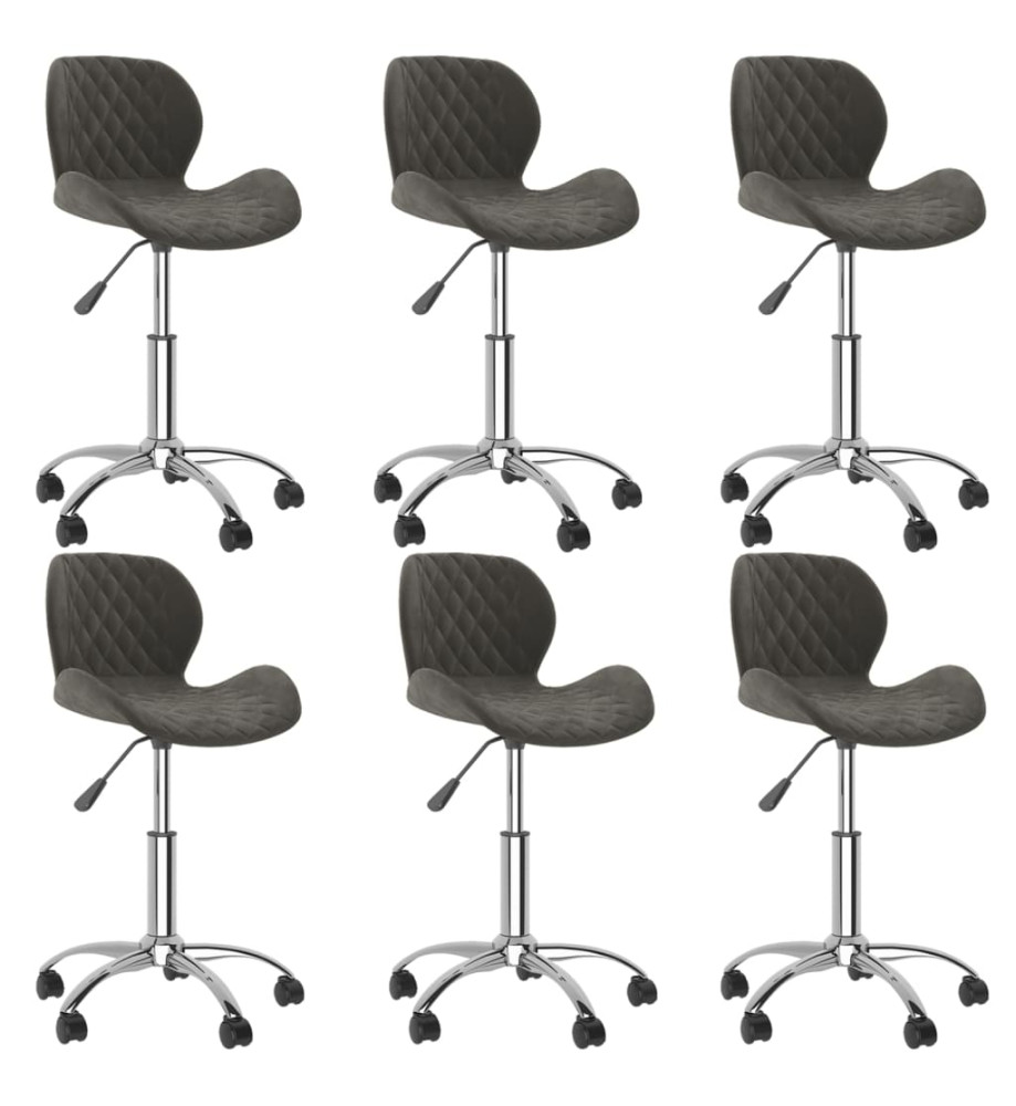 Chaises pivotantes à manger lot de 6 Gris foncé Velours