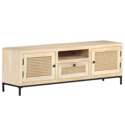 Meuble TV 120x30x40 cm Bois de manguier et canne naturelle