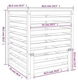 Composteur Noir 82,5x82,5x99,5 cm Bois massif de pin