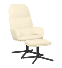 Chaise de relaxation avec tabouret Blanc crème Similicuir