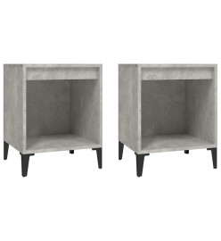 Tables de chevet 2 pcs Gris béton 40x35x50 cm