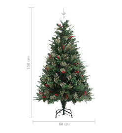 Sapin de Noël avec pommes de pin Vert 150 cm PVC et PE