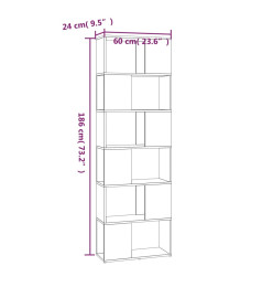 Bibliothèque/Séparateur de pièce Chêne fumé 60x24x186 cm