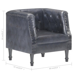 Fauteuil Gris Cuir véritable