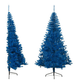 Demi sapin de Noël artificiel avec support Bleu 240 cm PVC