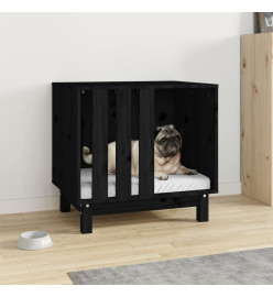 Niche pour chien Noir 60x45x57 cm Bois de pin massif