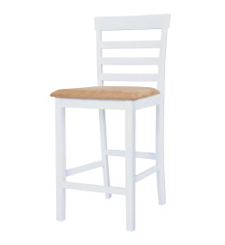 Table et chaises de bar 3 pcs Bois massif Marron et blanc