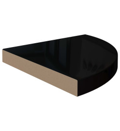 Étagères d'angle flottantes 4 pcs Noir brillant 35x35x3,8cm MDF