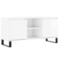 Meuble TV blanc brillant 104x35x50 cm bois d'ingénierie