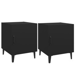 Tables de chevet 2 pcs Noir Bois d'ingénierie