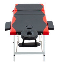 Table de massage pliable 3 zones Aluminium Noir et rouge