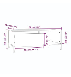 Table basse Chêne fumé 90x50x36,5 cm Bois d'ingénierie