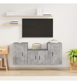 Ensemble de meubles TV 3 pcs Gris béton Bois d'ingénierie