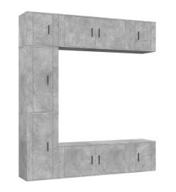 Ensemble de meubles TV 7 pcs Gris béton Bois d'ingénierie