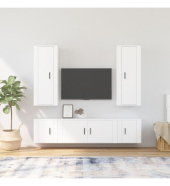 Ensemble de meubles TV 5 pcs Blanc Bois d'ingénierie